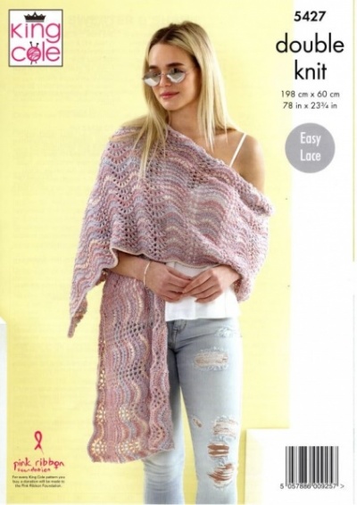 Knitting Pattern - King Cole 5427 - Beaches DK - Ladies Sweater and Shawl